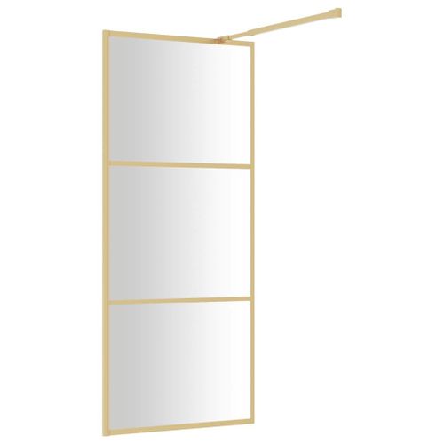 vidaXL Paroi de douche avec verre ESG transparent doré 80x195 cm