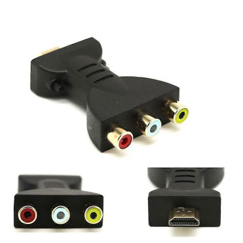 Noir compatible HDMI mâle vers 3 RCA femelle Convertisseur AV Audio Vidéo Adaptateur Stéréo Connecteur Plaqué Or et Cuivre Pur