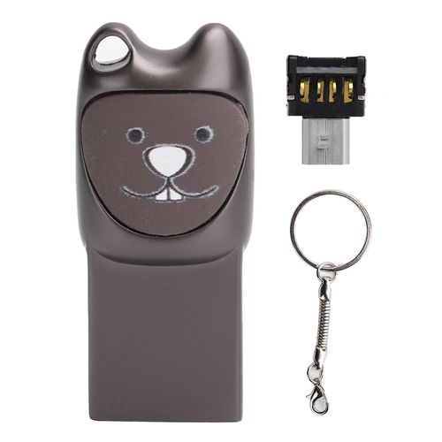 Clé USB 2.0 U Disque Dessin Animé En Métal Dispositif De Transfert De Fichiers Pour Android AdaptateurGris 64G