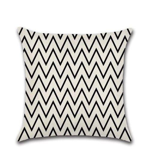Housse De Coussin Géométrique, Taie D'oreiller En Coton Et Lin Noir Et Blanc, Grille Rayée, Triangulaire, Art