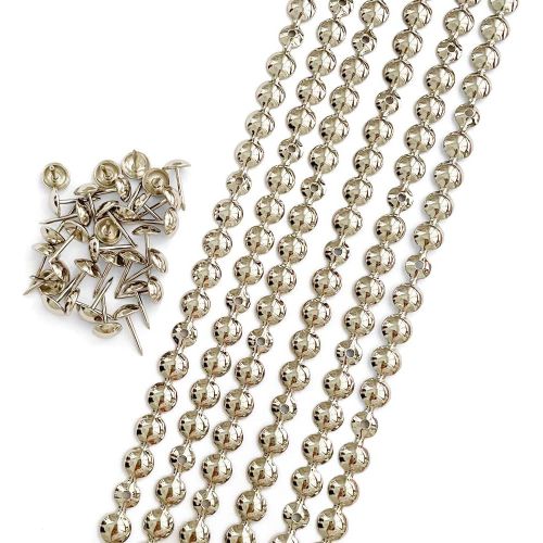 10 Bandes De Clous Tapissier Nickelé Pour Meubles 9,5 Mm Diámetro,Clous Ameublement Décoratifs, 200 Coincident Clous De Tapissier(A:9,5mm Nickelé)[Jia5280505]