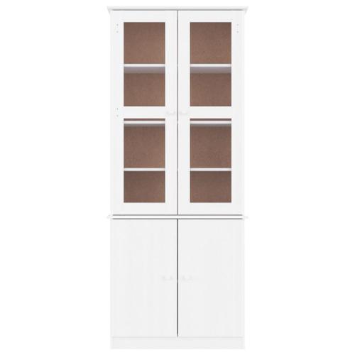 Vidaxl Vitrine En Verre Alta Blanc 77x35x186,5 Cm Bois De Pin Massif