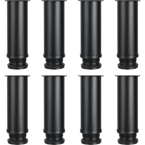 Lot De 8 Pieds Réglables Meubles Noir, Ø 50 Mm/Hauteur 150 Mm Pieds De Canapé En Métal Acier Inoxydable, Pied De Table Basse Pour Meubles Tv Armoires Lits Postes De Travail, Avec 3[JIA5281996]