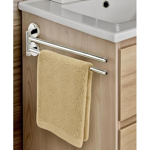 Porte Serviettes Adhésif Mural Ou Meubles De Salle De Bain - 2 Places - Pas Besoin De Perçage - Design Moderne Avec Double Bras Mobile - Porte-Serviettes Mural À Coller Dans La Sal[Jia5280556]
