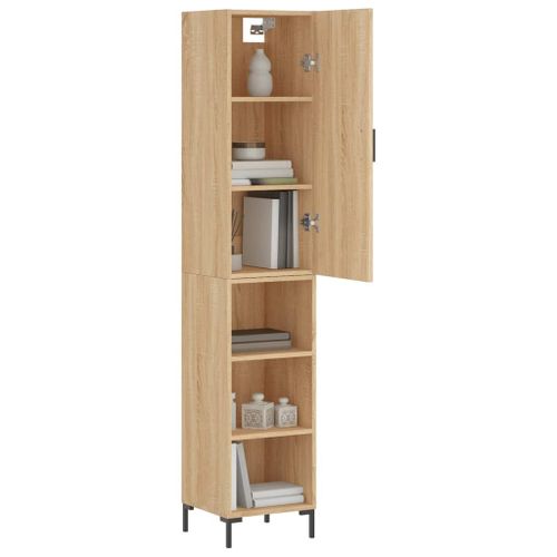 Vidaxl Buffet Haut Chêne Sonoma 34,5x34x180 Cm Bois D'ingénierie