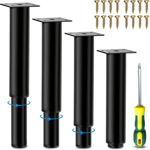 4Pcs Universel Pieds De Lit Réglable 20-37Cm De Salle De Bain Pied Réglable Pour Meuble Ronds Métal Pieds De Lit/De Canapé 20 Cm (20-37Cm)[JIA5280168]