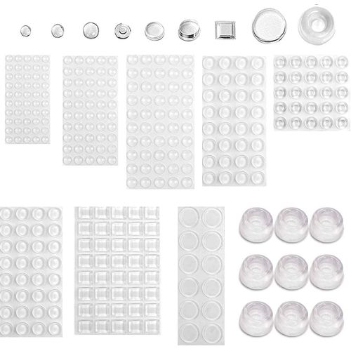 Uni-Fine 351Pcs Patin Silicone(9 Forme), Anti-Bruit Butées Patins De Protection Caoutchouc Auto-Adhésif Tampon Transparent Pieds Antidérapant Pour Porte Placard, Cuisine, Salle De [JIA5281916]