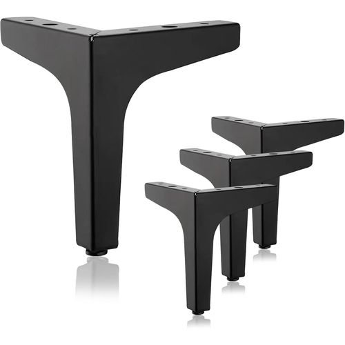 Lot De 4 Pieds De Meubles Noirs 15 Cm Pied De Table Basse En Métal Charge Jusqu'À 500 Kg Forme De Triangle Pieds De Meuble De Salle De Bain Pour Canapés Armoires Buffets[JIA5281716]