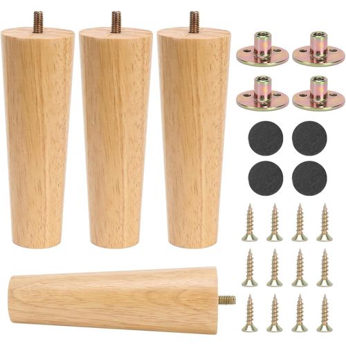4pcs Pieds De Meuble Bois De Rechange Pieds De Canapé En Bois Pour Canapé Lit Tiroir Fauteuil Table De Nuit Armoire (15cm)[Jia5282329]
