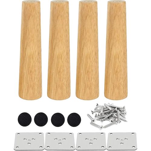 Lot De 4 Pieds De Meuble Bois Pied De Lit 20 Cm Pied Table Basse Droit Pieds Meuble Cuisine Finition Noyer Avec Accessoires D'Installation Pour Fauteuil, Table De Nuit, Armoire, Ti[JIA5280255]