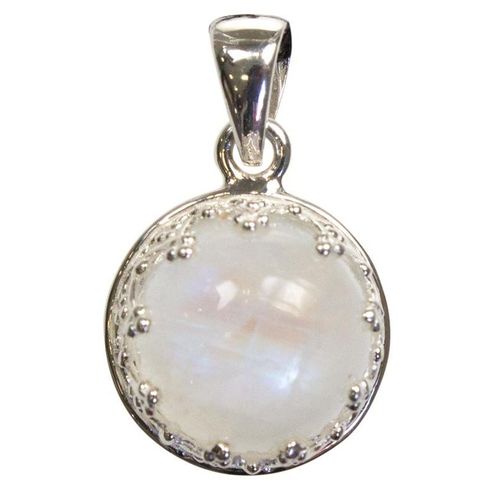 Pendentif Pierre De Lune Forme Ronde Pierre Sertie