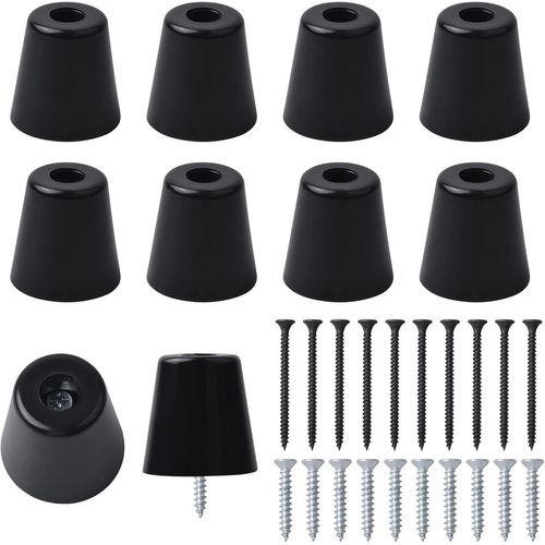 10pcs Pieds En Caoutchouc Avec 20 Vis, Pieds En Meubles Ronds Noir, Patins De Chaise A Visser Antidérapant, Rubber Feet Avec Rondelle Acier Inox Pour Planches À Découper Cabinet, 4[Jia5283633]