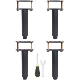 Pied De Lit Universel, Pieds Pour Sommier À Lattes Sans Perçage | Hauteur: 25cm(+20cm) Reglable | Design: Noir | Matériel: Metallique | Ronde Ø3.8cm | Pour Le Cadre Central | Avec [Jia5283477]