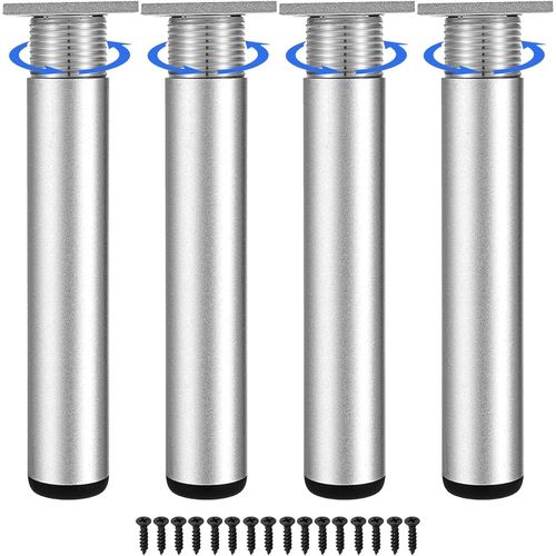 Lot De 4 Pieds De Meubles De Rechange En Métal Noir Pour Tv, Meuble Bas, Bricolage, Meubles, Table, Lit, Chaise, Armoire Et Canapé, Argenté, 4 Pièces De 20 Cm[JIA5282855]