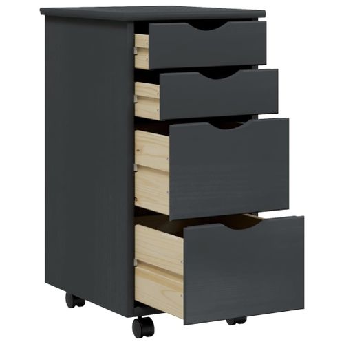 Vidaxl Armoire Roulante Avec Tiroirs Moss Gris Bois De Pin Solide