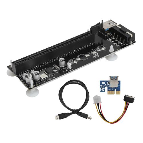 Carte adaptateur PCIE Riser Mine Board alimentée par l¿exploitation minière avec câble USB 3.0 de 60 cm Câble d¿alimentation SATA 15 broches à 4 broches