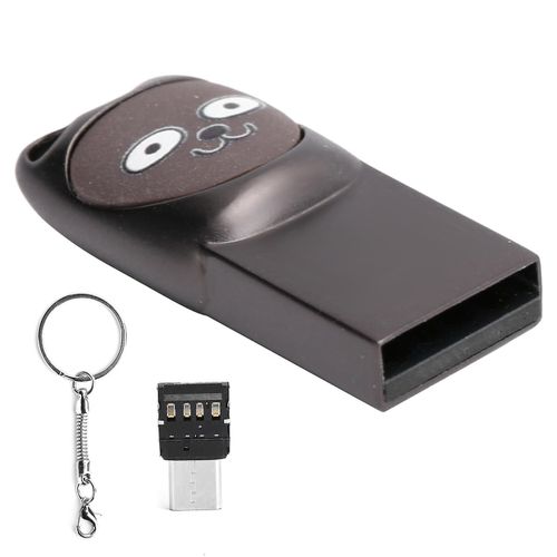 Cute U Disk Storage Memory Stick Pen Drive USB2.0 W / TypeC Adaptateur Porte-clés pour ordinateur de téléphone portable (gris 16 Go)