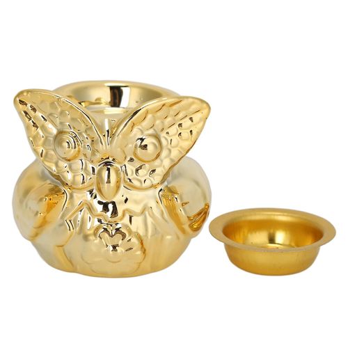 Brûleur d¿encens en céramique Or Hibou Motif Arôme Diffuseur Bougeoir pour Salle De Sauna Salon De Beauté De Méditation
