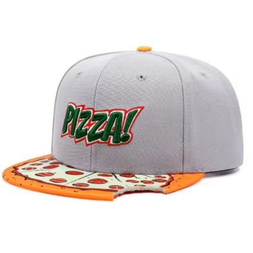 Casquette Pizza Réglable - Grise - Visière Droite - Taille 56-62 - Polyester