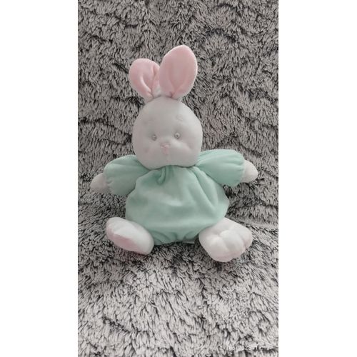 doudou lapin vert assis grelot gipsy