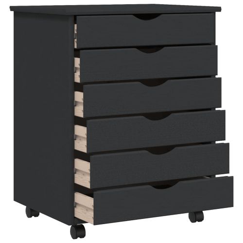 Vidaxl Armoire Roulante Avec Tiroirs Moss Gris Bois De Pin Solide