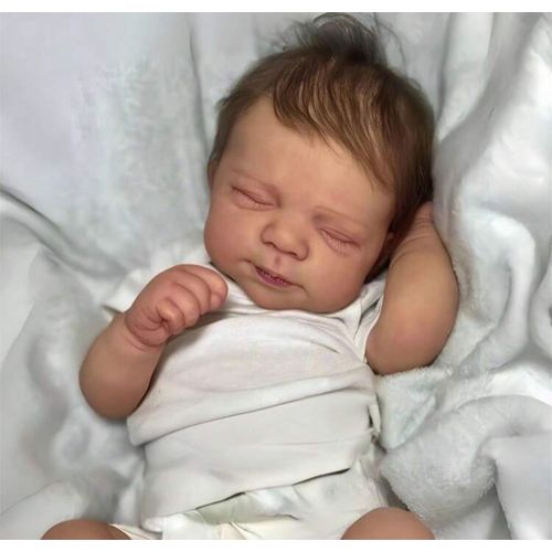 Poupée Reborn Baby Garçon Endormie Réaliste Nouveau-né Poupée Yeux Fermés 45cm