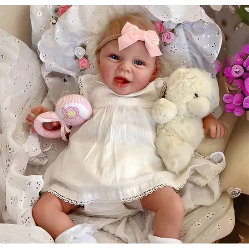 Poupée Reborn Yeux Bleus Réaliste Fille Nouveau-né Vrai Poupée De Bébé 50cm