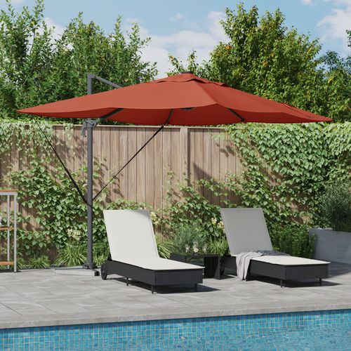 Vidaxl Parasol Déporté Roma Avec Leds Terracotta 352x251x265 Cm Aluminium
