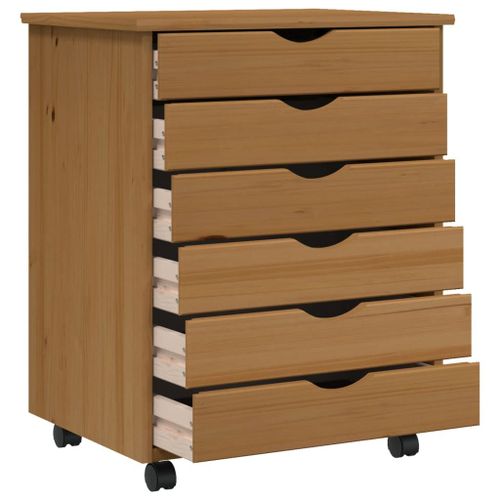 Vidaxl Armoire Roulante Avec Tiroirs Moss Bois De Pin Marron Miel