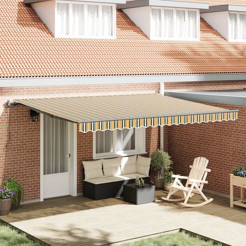 Auvent Rétractable Automatique Vidaxl Vert Et Jaune 450x300 Cm, Tissu De Remplacement Pour L'auvent Vidaxl 4.5x3 M Vert Et Jaune