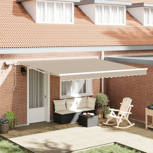 Vidaxl Auvent Rétractable Manuel Avec Led Beige 400x350 Cm, Vidaxl Tissu De Remplacement Pour Auvent 4x3.5 M Cadre Beige