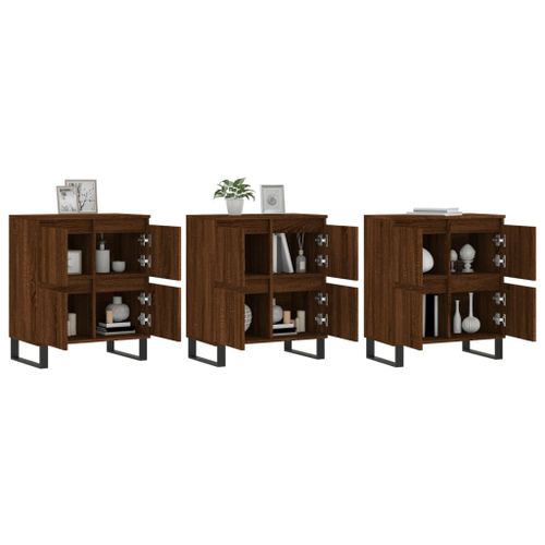 Vidaxl Buffets 3 Pcs Chêne Marron Bois D'ingénierie