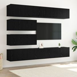 Vidaxl Set De 10 Meubles Tv - Murales En Bois D'ingénierie Chêne Noir