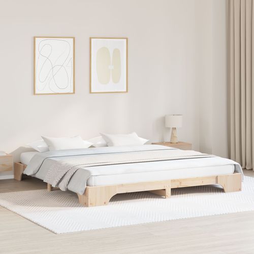 Vidaxl Cadre De Lit Naturel Bois De Pin Massif 180 X 200 Cm Durable