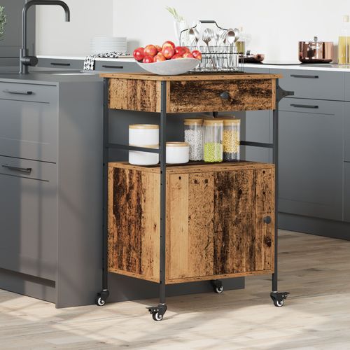 Vidaxl Chariot De Cuisine Bois Ancien 56x43x89.5 Cm Bois Ingénieré