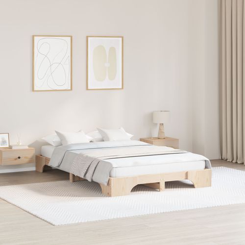 Vidaxl Cadre De Lit Naturel Bois De Pin Massif 120 X 190 Cm