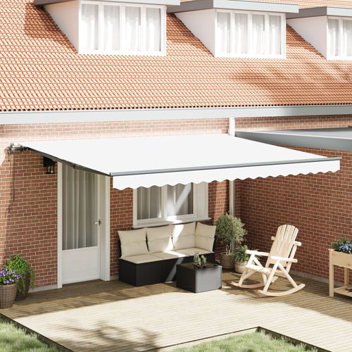 Auvent Automatique Rétractable Vidaxl Blanc 450x350 Cm, Tissu De Remplacement Pour Auvent Vidaxl Pour Cadre 4,5x3,5 M Blanc