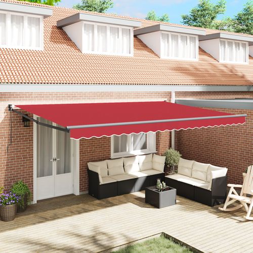 Auvent Rétractable Manuel Vidaxl Rouge 500x300 Cm, Tissu De Remplacement Pour Auvent Vidaxl 5x3 M Rouge