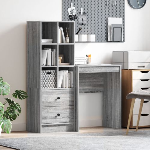 Vidaxl Bureau Avec Rangement Gris Sonoma Bois D'ingénierie