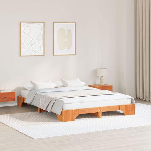 Vidaxl Cadre De Lit Marron Ciré Bois De Pin Massif 140 X 200 Cm