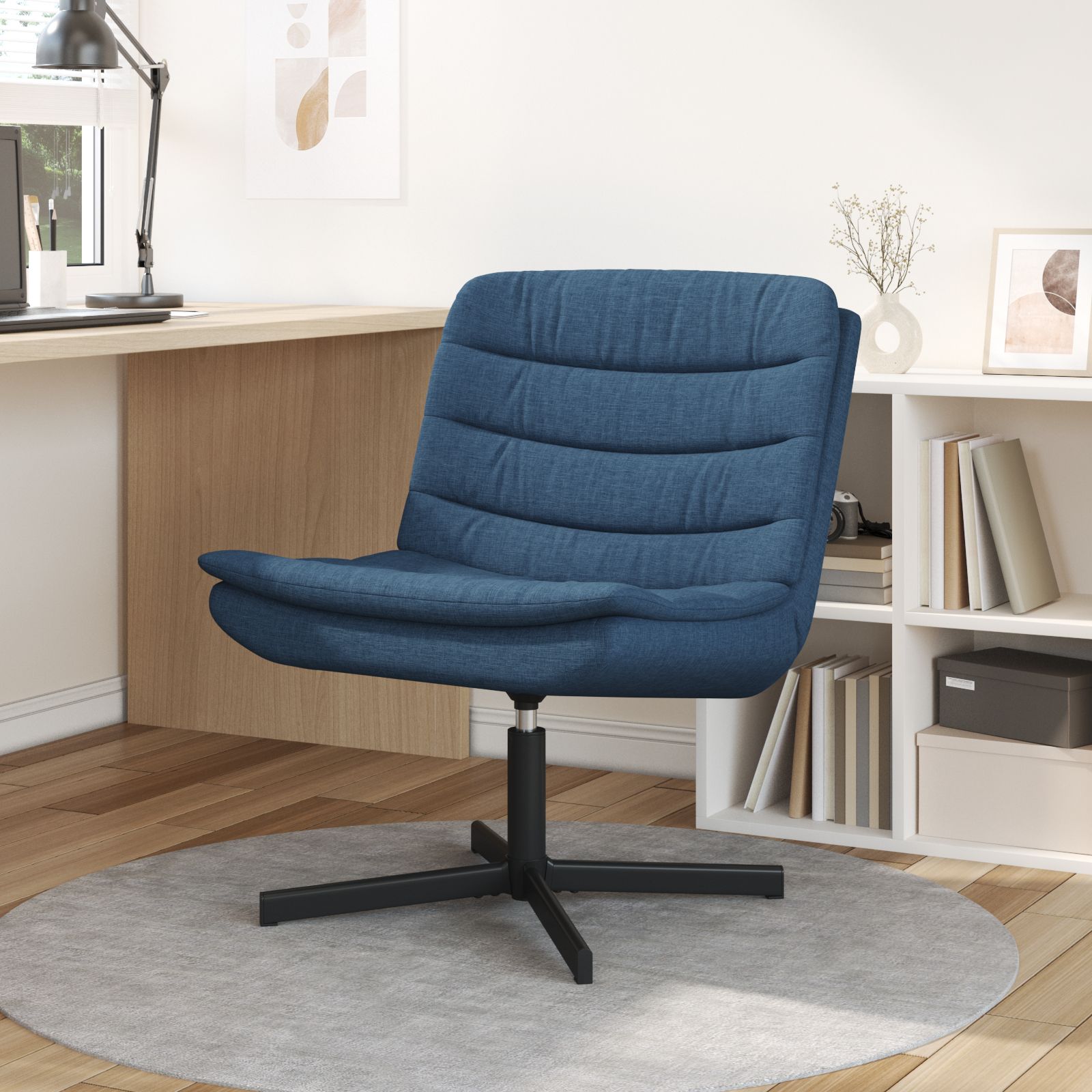 vidaXL Chaise Pivotante Bleue Tissu et Métal Standard Pivotant