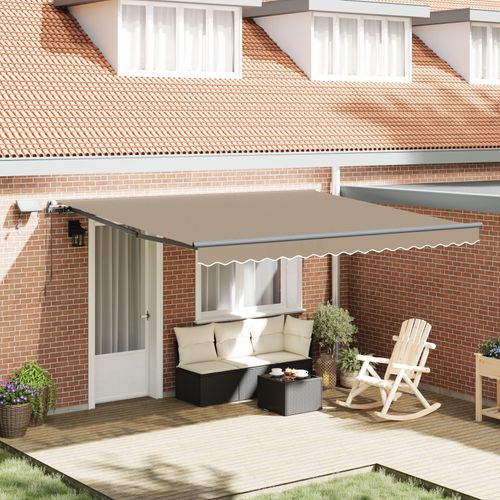 Store Rétractable Manuel Vidaxl Avec Led Beige 400x300 Cm, Tissu De Remplacement Pour Store Vidaxl Pour Cadre 4x3 M Beige