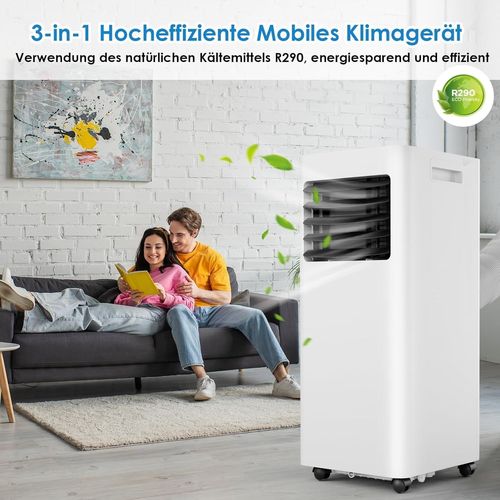 Climatiseur Mobile 9000BTU 2.6kW, Climatiseur Mobile Silencieux, Climatiseur Portable 4 en 1, Refroidissement,Ventilateur,Déshumidificateur,Mode Nuit, Contrôle Télécommande/Écran, Minuterie 24