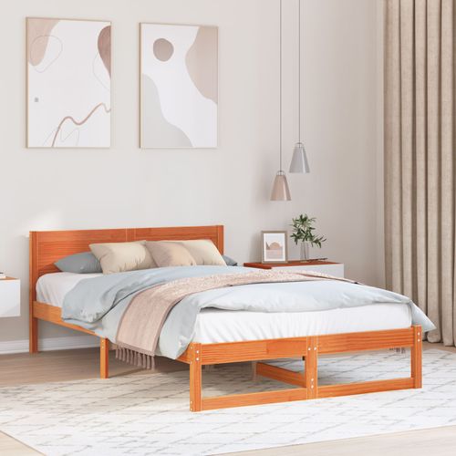 Vidaxl Cadre De Lit Marron Cireux Bois Massif 120 X 190 Cm Cadre De Lit