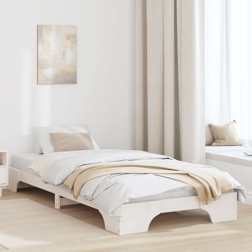 Vidaxl Cadre De Lit Blanc Bois De Pin Massif 80 X 200 Cm Léger