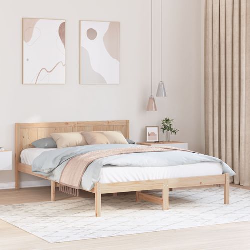 Vidaxl Cadre De Lit En Bois De Pin 140x200 Naturel Bois De Pin