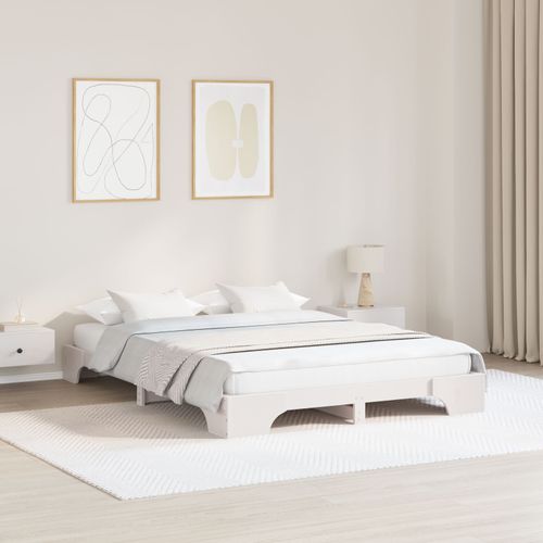 Vidaxl Cadre De Lit Blanc Bois 140 X 200 Cm Durable
