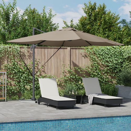 Vidaxl Parasol Cantilever Roma Avec Led Taupe 352x251x265 Cm Aluminium