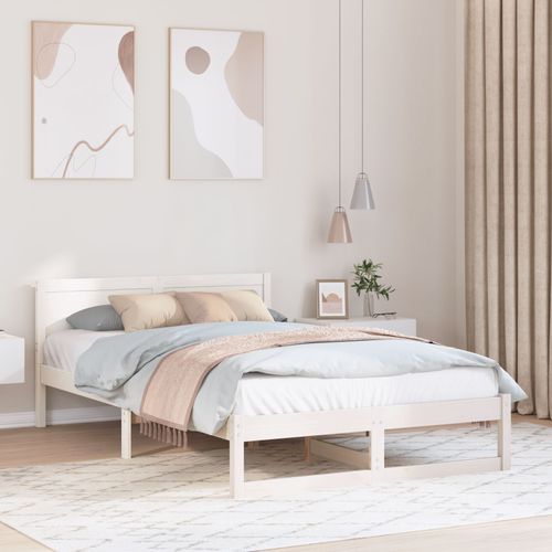 Vidaxl Cadre De Lit Blanc Bois 120 X 200 Cm Robuste