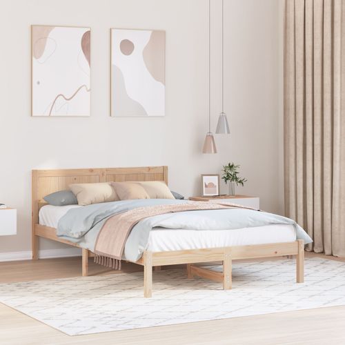Vidaxl Cadre De Lit En Bois De Pin Naturel Bois De Pin 140 X 190 Cm